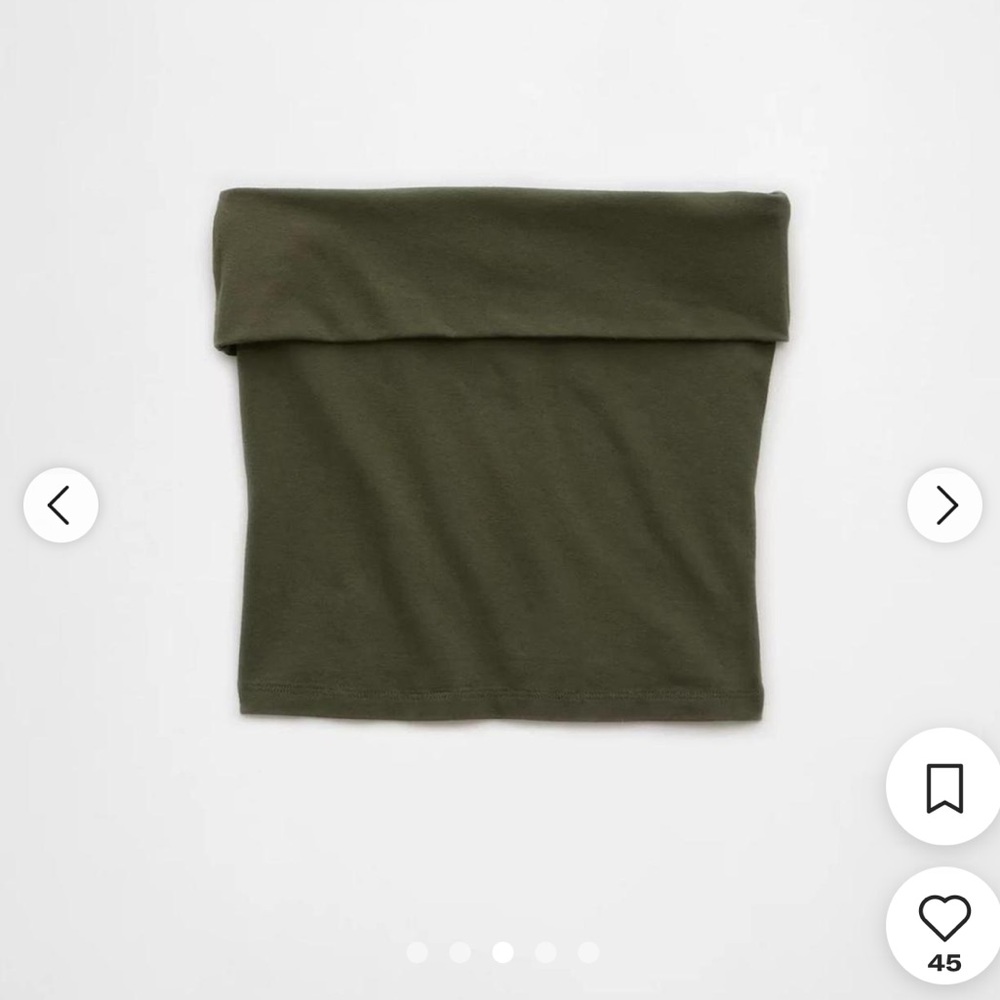 AE It Knit Foldover Tube Top - Green